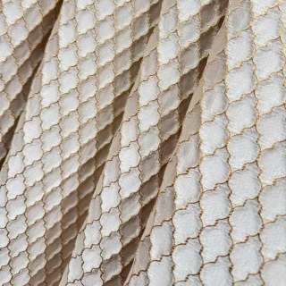 Fancy Trellis 3D Jacquard Cream Arabesque Curtains with Gold Details 3