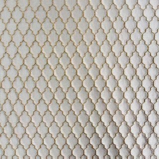 Fancy Trellis 3D Jacquard Cream Arabesque Curtains with Gold Details 5