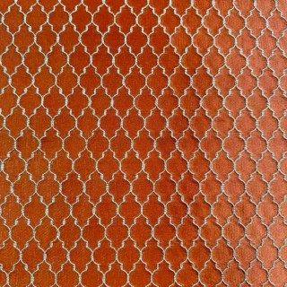 Fancy Trellis 3D Jacquard Orange Arabesque Curtains with Gold Details