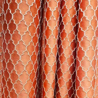 Fancy Trellis 3D Jacquard Orange Arabesque Curtains with Gold Details 3