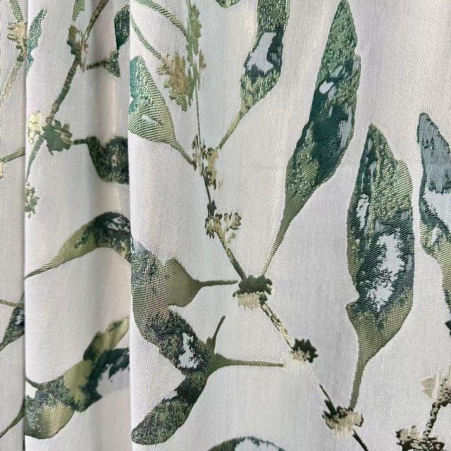 In The Woods Green Leaves Curtain with Gold Details 1