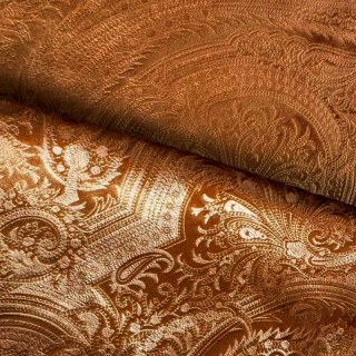 Royal Mirage Terracotta Burnt Orange Damask Velvet Curtain 4