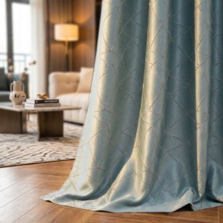 Capriccio Luxury 3D Jacquard Geometric Duck Egg Blue Curtain 2