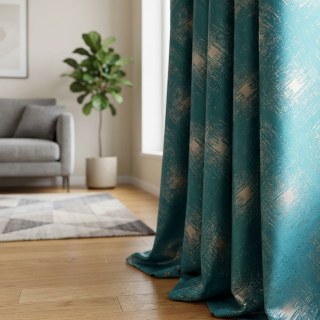Crosshatch Charm Diamond Grid Teal Curtains 2