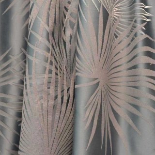 Fan Palm Silhouette Duck Egg Blue Satin Tropical Leaves Curtain 3