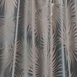 Fan Palm Silhouette Duck Egg Blue Satin Tropical Leaves Curtain 7