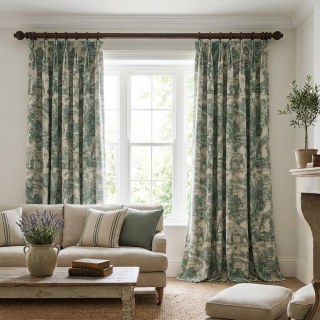 Forest Tale Toile de Jouy Bear Leopard Owl Matcha Green Blackout Animal Print Curtains 3