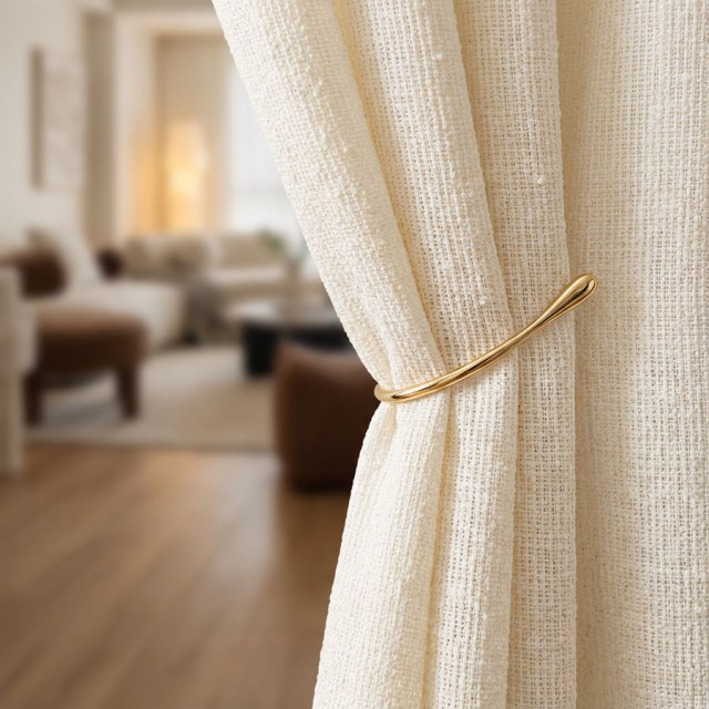 French Chic Beige Cream Heavy Voile Curtain 1
