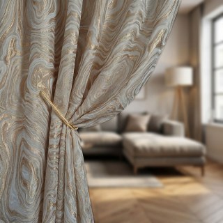 Gilded Marble Luxury 3D Jacquard Mocha Cream Abstract Curtain 2