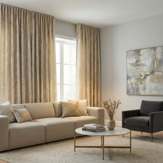 Gilded Marble Luxury Jacquard Cream & Gold Curtain 3