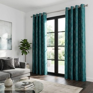 Gilded Stream Teal Green Curtain with Metallic Stripes 3