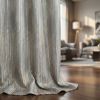 Golden Cascade Textured Striped Grey and Gold Curtain 2