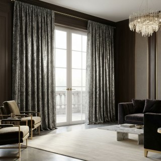 New Classics Damask Jacquard Dark Charcoal Grey Curtain 3