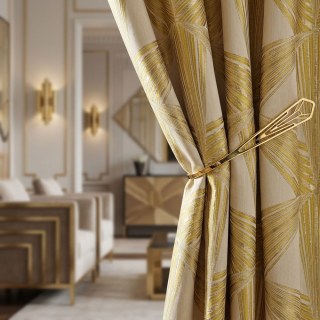 Prism Axis Art Deco Yellow and Gold Geometric Curtains