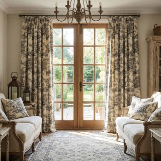 Rococo Reverie Black & Mocha Toile de Jour Curtain 3