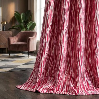 Woven Drift Abstract Geometric Burgundy Wine Red and Gold Curtains 3