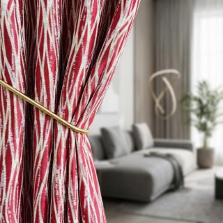 Woven Drift Abstract Geometric Burgundy Wine Red and Gold Curtains 2