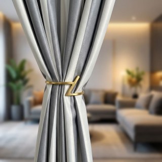 Sleek Grey and White Striped Curtain 3