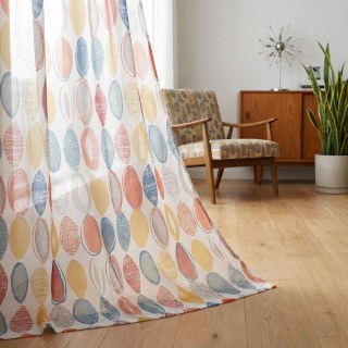 Infinity Red Modern Geometric Voile Curtain