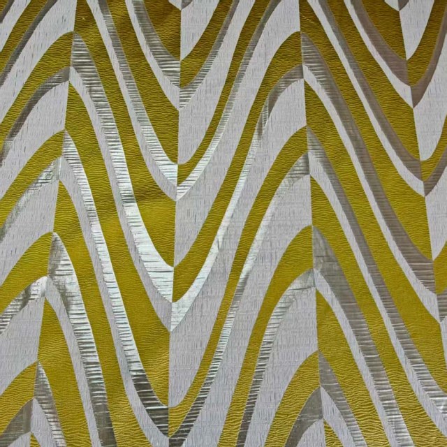 Ocean Wave Elegance Yellow and Gold Art Deco Geometric Curtains 1
