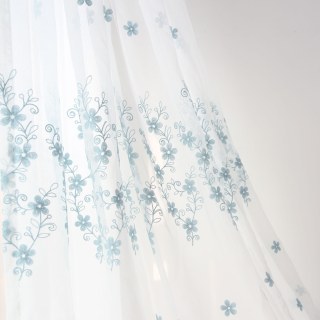 Touch Of Grace Embroidered Blue Flower Voile Curtain 7