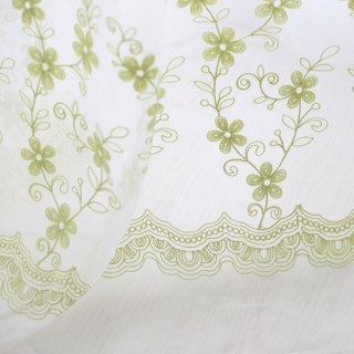 Touch Of Grace Embroidered Lime Green Flower Voile Curtain 4