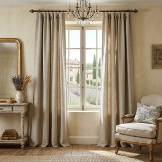 Basketweave Bliss Cotton Linen Blend Beige Cream Curtains 5