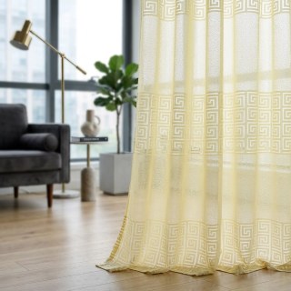 Greek Key Light Yellow Heavy Mesh Net Curtain 3