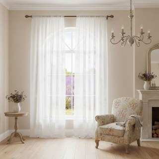 Shimmering Leaves Ivory White Voile Curtain 3