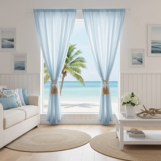 Soft Breeze Baby Blue Chiffon Voile Curtain 3