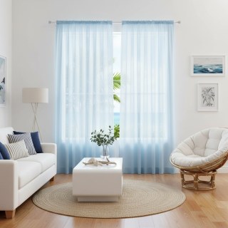 Soft Breeze Baby Blue Chiffon Voile Curtain