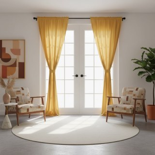 Soft Breeze Mustard Yellow Chiffon Voile Curtain 3