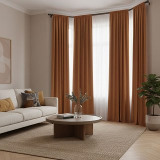 Cascade Matte Terracotta Burnt Orange Velvet Curtains 5