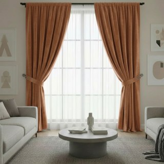 Cascade Matte Terracotta Burnt Orange Velvet Curtains 2