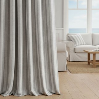 Coastal Weave Driftwood Brown Striped Natural Linen Cotton Curtains 4