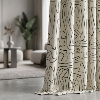 Graffiti Soul Black and White Abstract Line Art Chenille Curtain