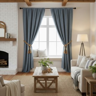 Pine Valley Haze Blue Blackout Curtain 3