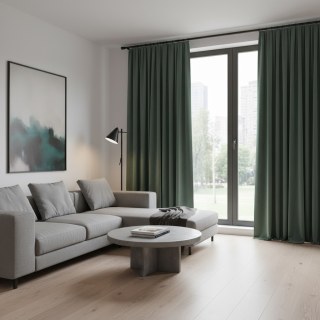 Premium Deep Forest Emerald Green Velvet Curtain 2