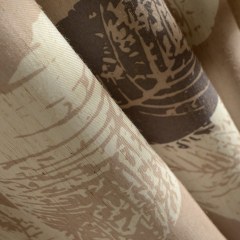 Block Leaf Brown Linen Style Curtain 2