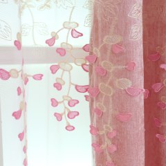Sweet Heart Pink Embroidered Tulle Net Sheer Curtains 2