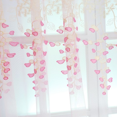 Sweet Heart Pink Embroidered Tulle Net Sheer Curtains 1