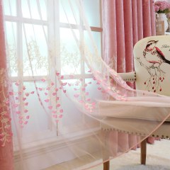 Sweet Heart Pink Embroidered Tulle Net Sheer Curtains 3