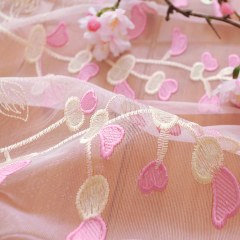 Sweet Heart Pink Embroidered Tulle Net Sheer Curtains 4
