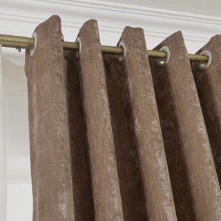 LuxeTouch Chenille Brown Taupe Curtain 2