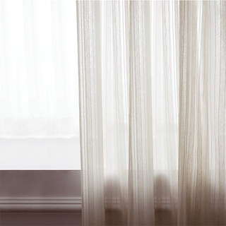 Country Escape Flocked Striped Linen Sheer Curtain 2