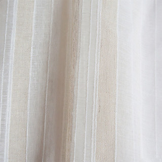 Country Escape Flocked Striped Linen Style Sheer Curtain 3