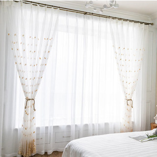 Flipped Rose Gold Peacock Embroidered Sheer Tulle Curtain 3