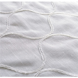 Arabesque Wave Embroidered Ivory White Trellis Sheer Curtain 6
