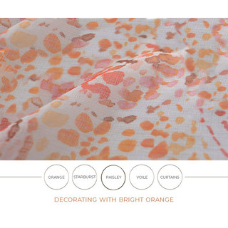 Orange Starburst Paisley Patterned Boho Sheer Curtain 4