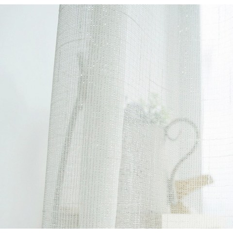 Subtle Silver-Strand Textured Glittering White Sheer Curtain 1